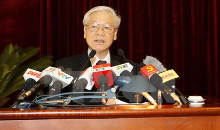 Tổng Bí thư Nguyễn Phú Trọng phát biểu khai mạc Hội nghị lần thứ 5 Ban Chấp hành Trung ương Đảng.